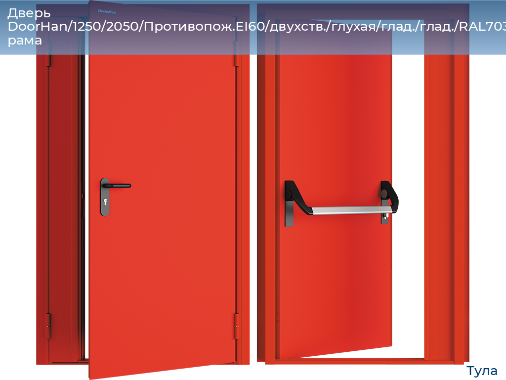 Дверь DoorHan/1250/2050/Противопож.EI60/двухств./глухая/глад./глад./RAL7035/лев./угл. рама, tula.doorhan.ru