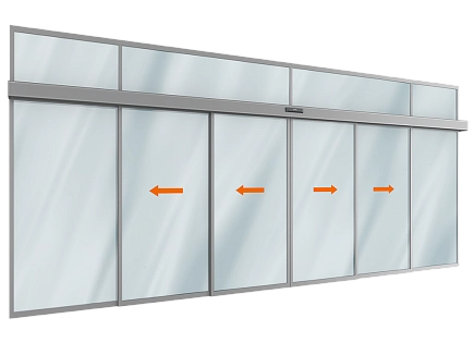 Комплект телескопической двери (четыре подвижные и две неподвижные лайтстворки и фрамуга) для привода ad-sp-telescope